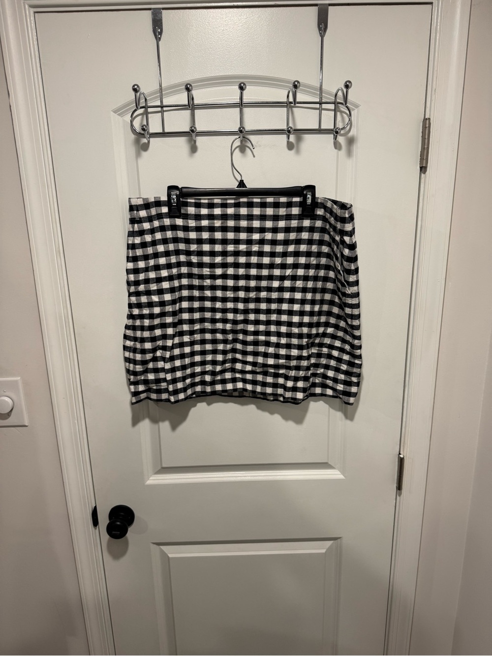 LOFT Black and White Gingham Mini Skirt
